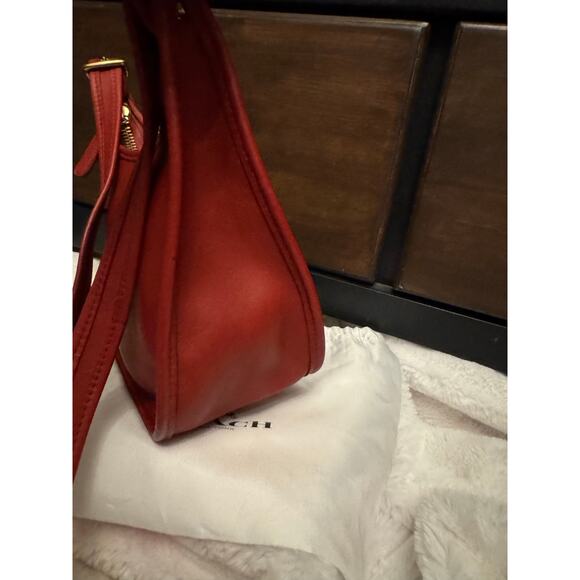 Coach Gorgeous RED Crescent Vintage Janice glove tanned leather 90s USA - Picture 10 of 10